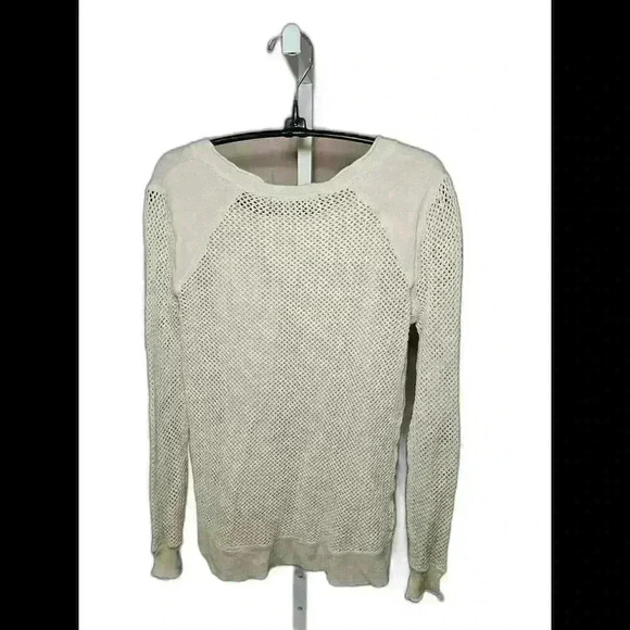 Stylish Cream Long Sleeve Sweater with Mesh Detailing - Picture 2 of 4